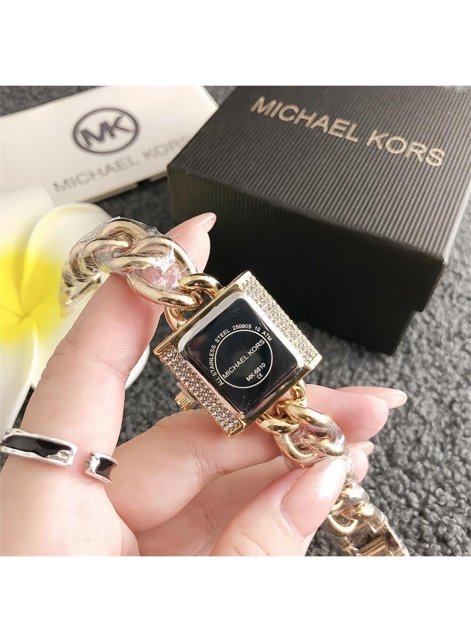 MK Michael Kors Classic Women's Fashion Multi functional Alloy square Quartz Watch Stainless Steel Strap - Image 2